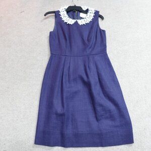 Kate Spade Womens Dress 4 Blue Sheath Linen Blend Tiff